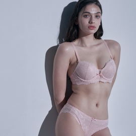 시그니처 코르셋 피치 레이스 팬티